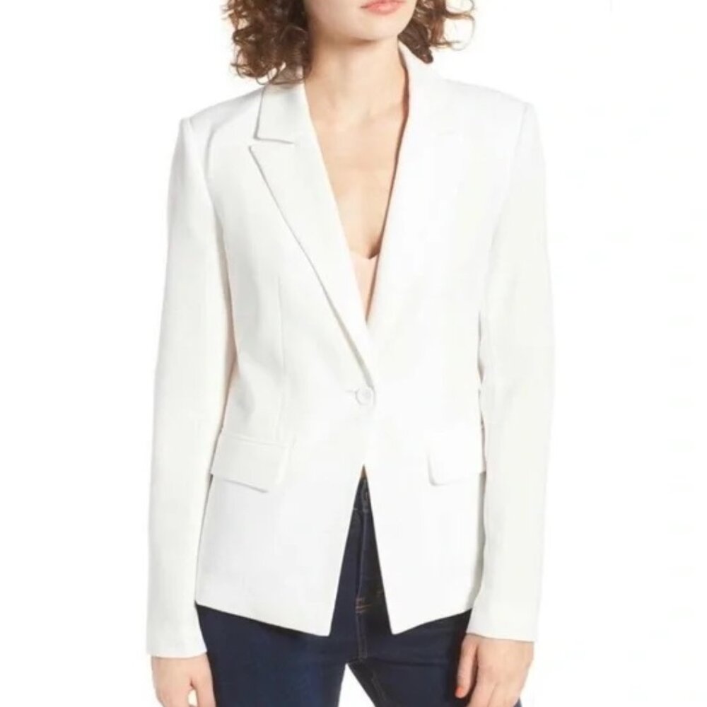 Nordstrom Mural White Lined Fitted Blazer L